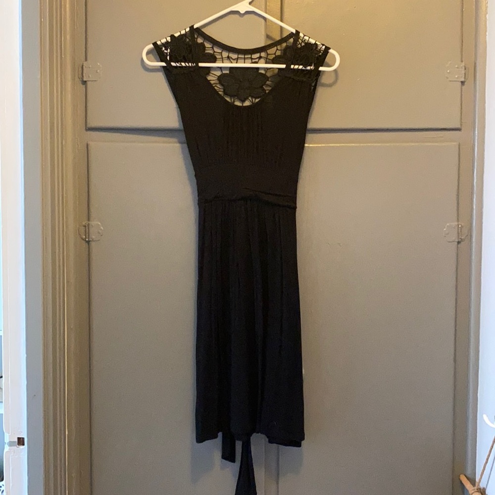 Black and flower lace dress